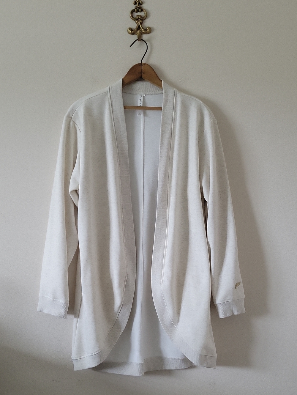 Fabletics Heathered Oatmeal Cozy Fleece Cardigan Size Large